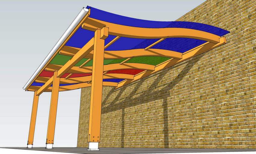 Проект деревянного каркаса для навеса с волнообразной крышей